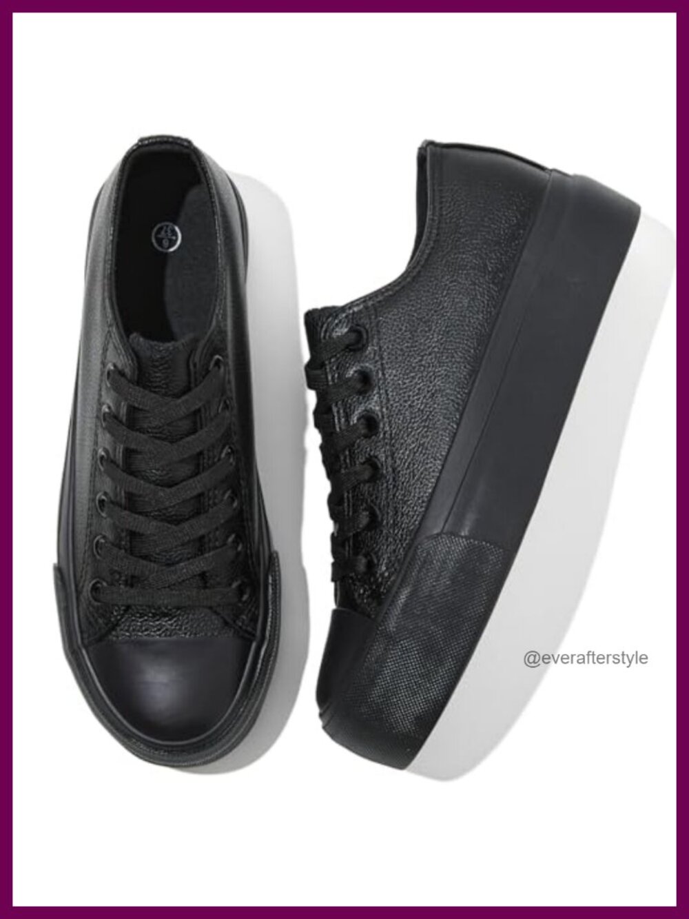 Women's Platform Sneakers PU Leather Lace-Up Tennis Shoes